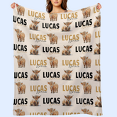 Personalized Highland Cow Brown Blanket - Gift Ideas for Kids